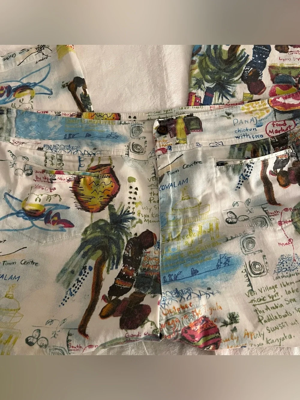 Chicos XL 3 Crop India Graphic Artsy Print Pants Travel Cruise Wearable Art - Picture 8 of 15